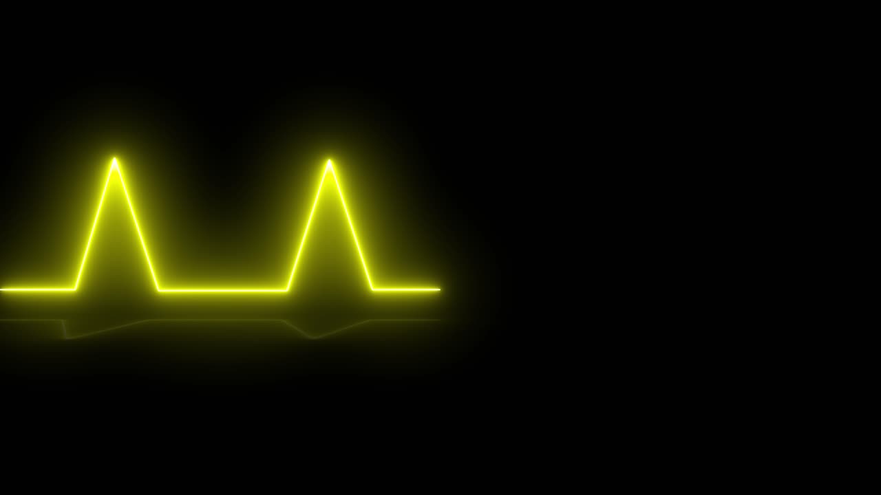 Neongul pulslinjeanimation på sort baggrund
