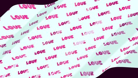 an animated beautiful white flag with a repeating pink inscription love develops smoothly in the wind. looped 3d rendering, 3d illustration.