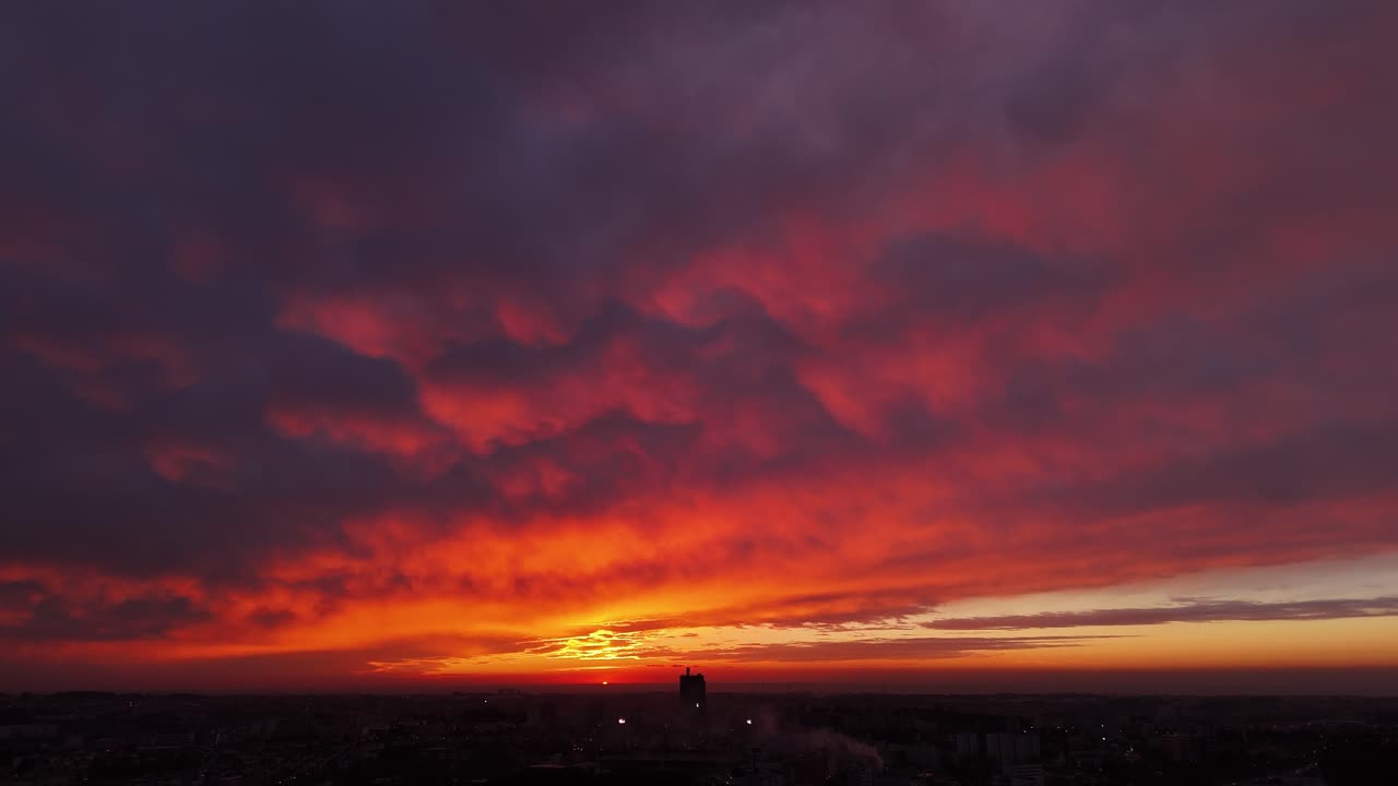 Maia city landscape at sunset colors