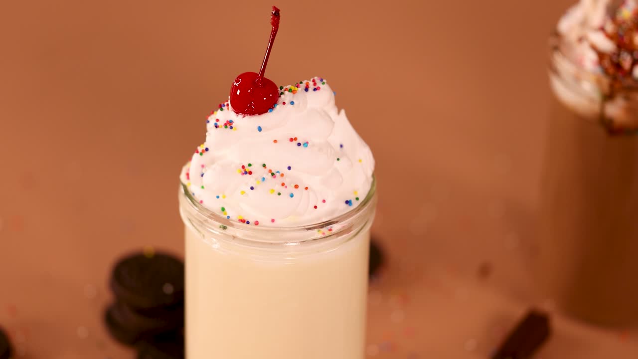 Çırpılmış Krema ve Vişneli Milkshake