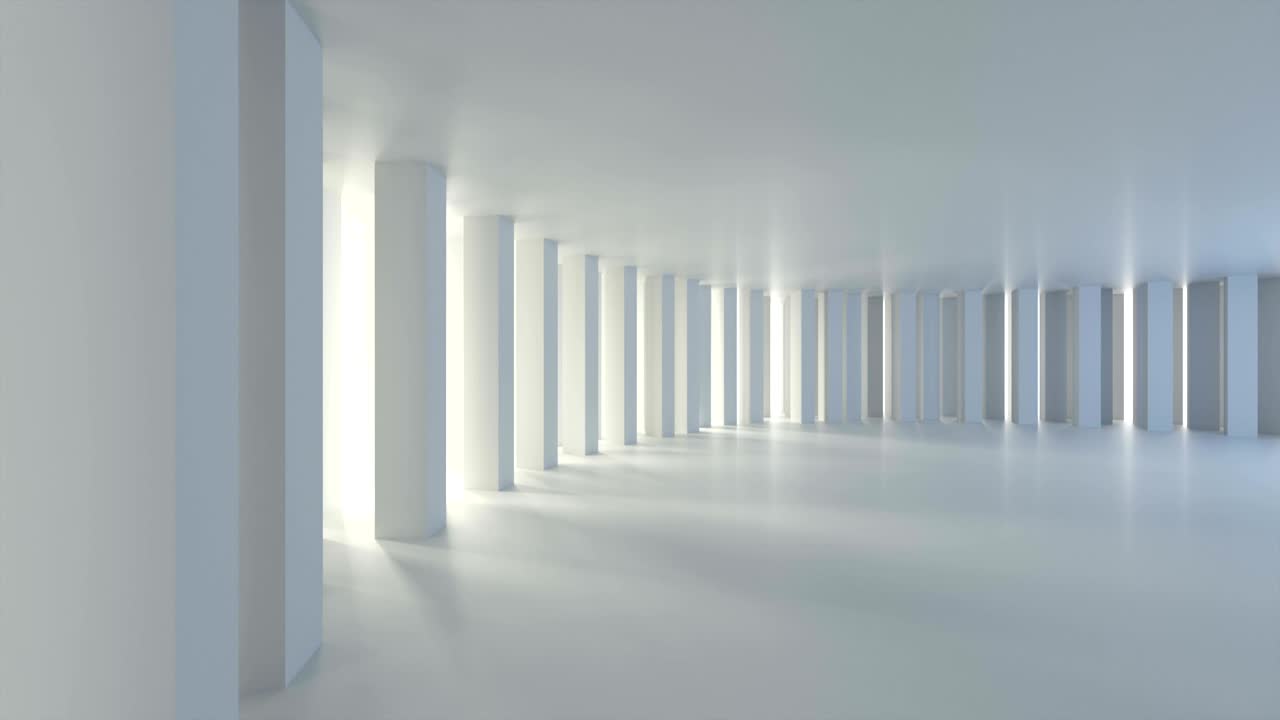 추상적인 회색 아키텍처 배경. 터널 애니메이션. 비디오는 루프입니다.