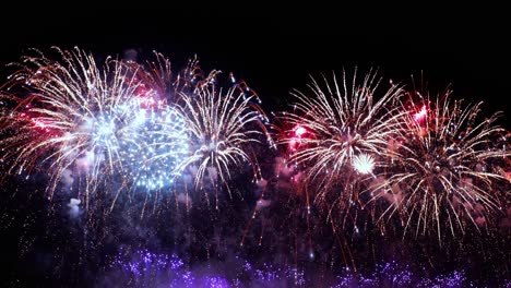 Colorful-fireworks-exploding-in-the-night-sky.-Celebrations-and-events-in-bright-colors.