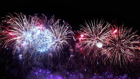 colorful fireworks exploding in the night sky. celebrations and events in bright colors.