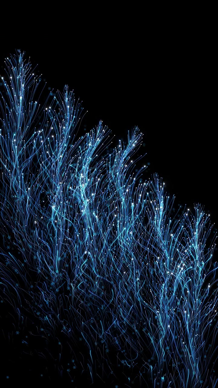 Futuristic fiber optic light lines green screen transition flowing fiber optic light lines glowing