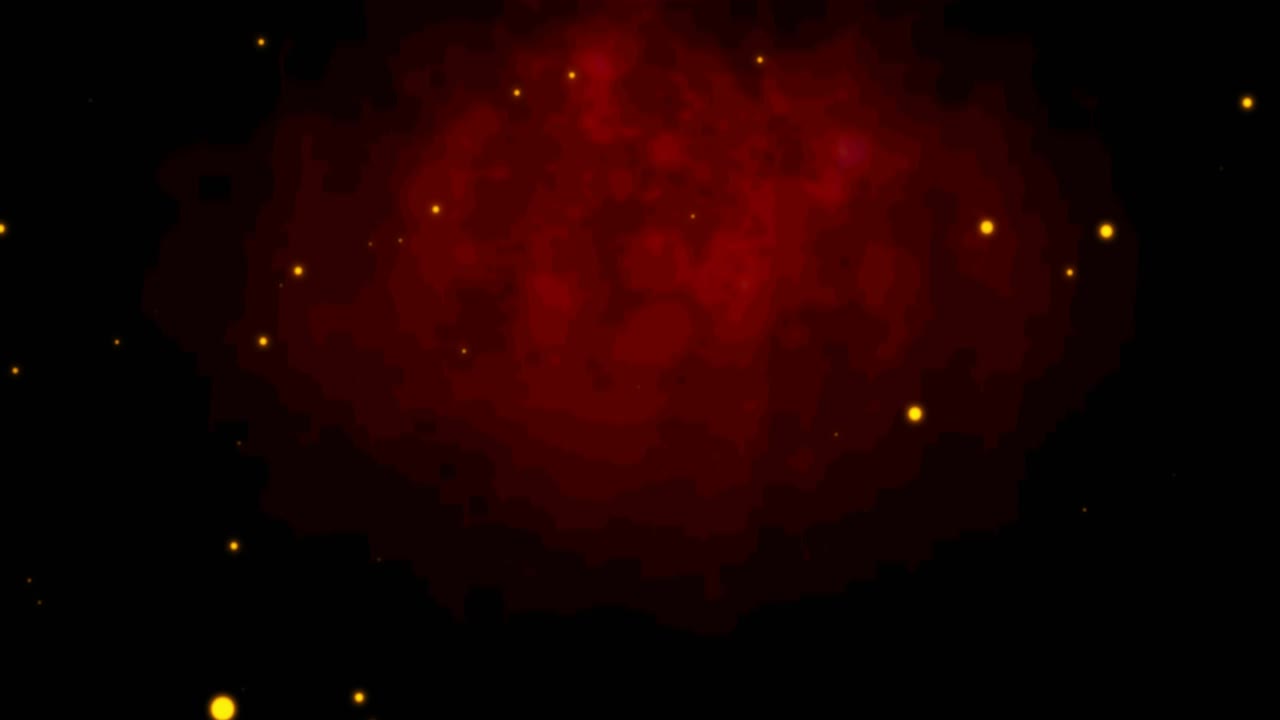 빨간색과 검은색 배경에 떨어지는 황금색 점의 애니메이션