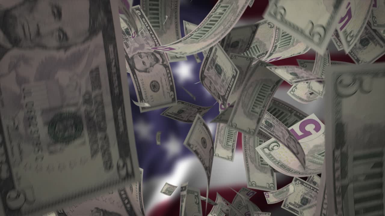 미국 발에 대항하여 떨어지는 미국 달러