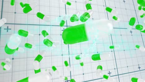 animación de células y píldoras de covid 19 sobre el procesamiento de datos