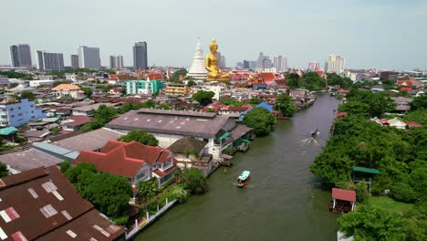 travel tour boats cruising on chao phraya river - aerial orbiting