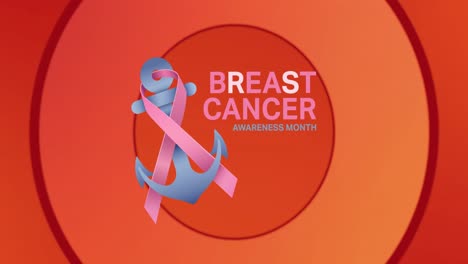 animation of breast cancer awareness text on red background