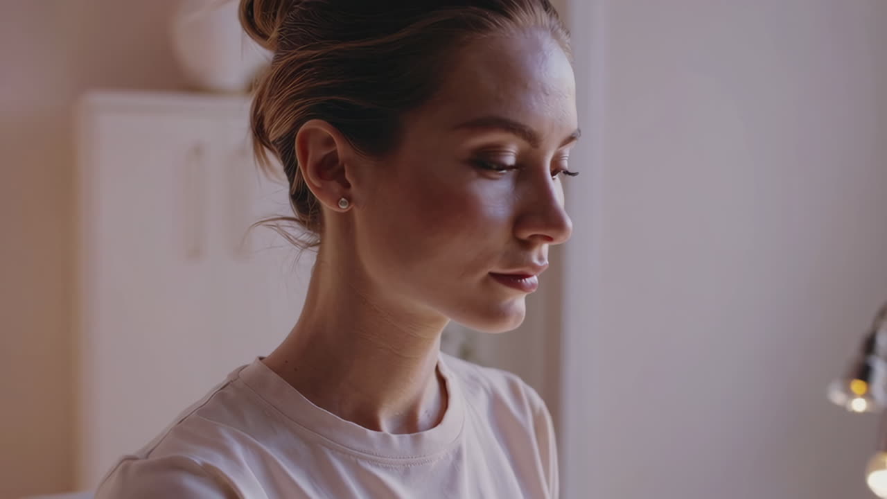 Woman sitting in a home office