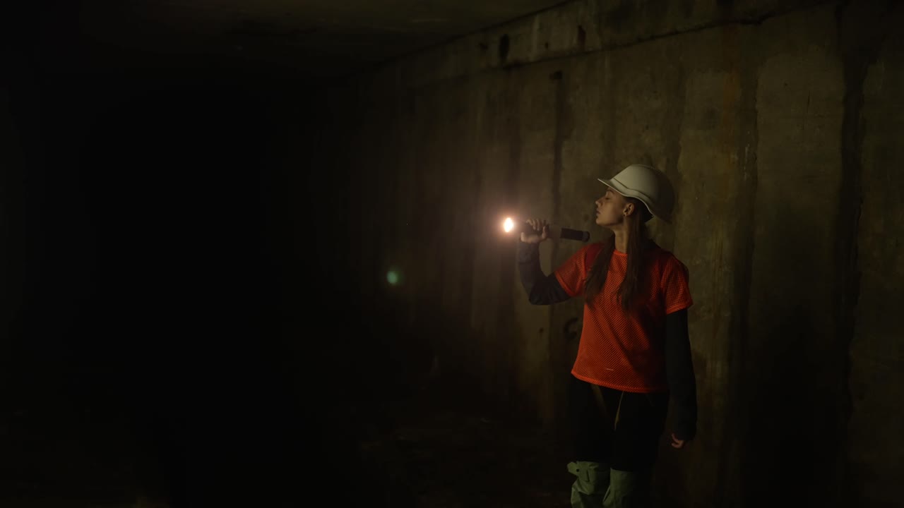 trabajador en un túnel oscuro