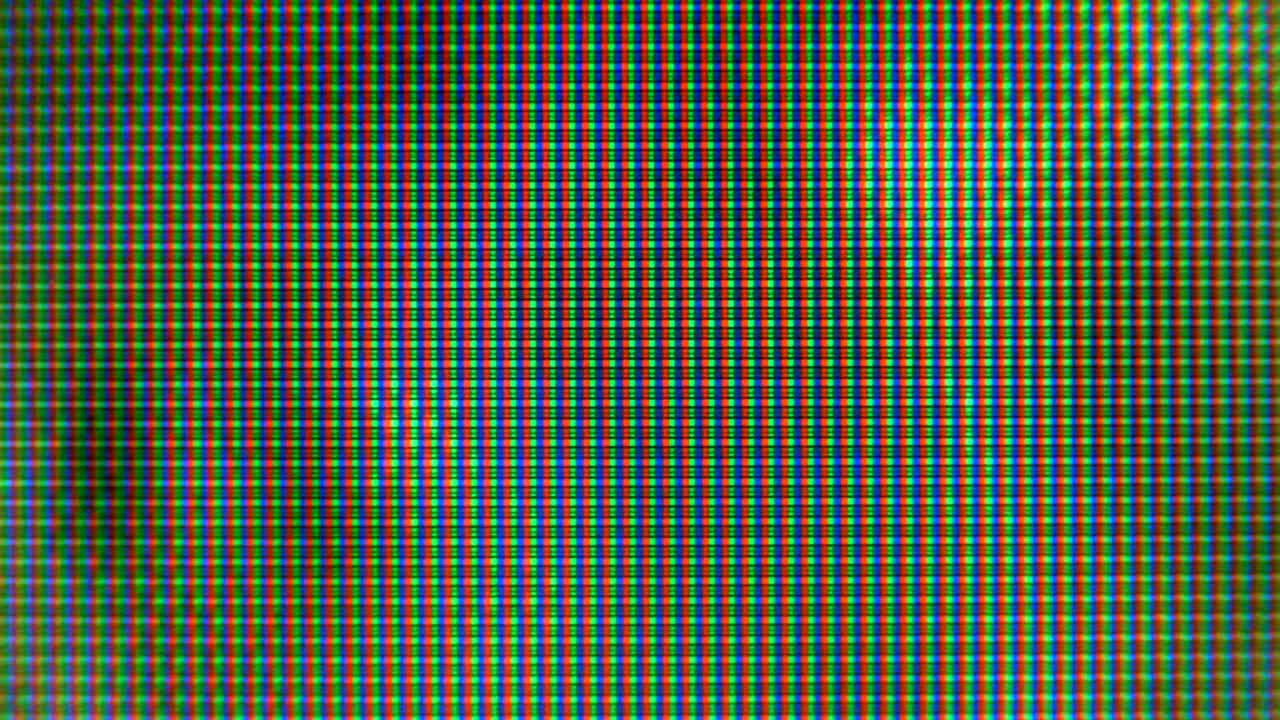 Close-up of the Monitor's Pixels. RGB pixels on the TV