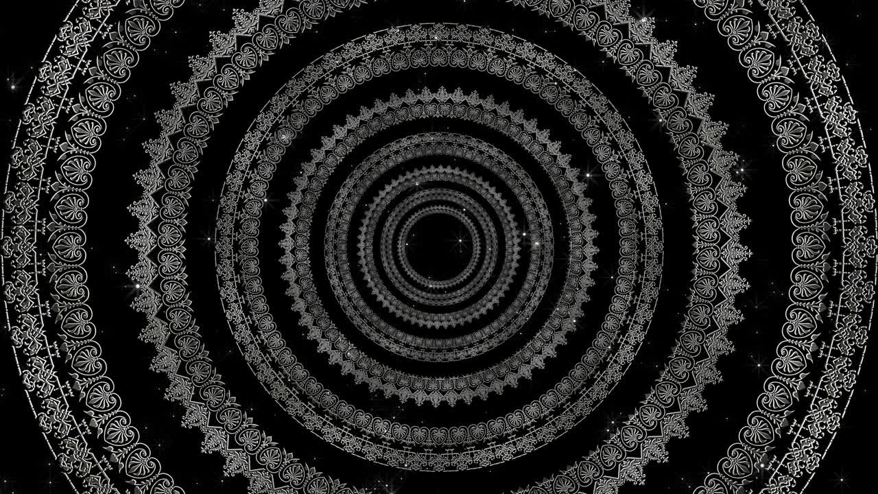 ornamento real en círculos giratorios. gráficos antiguos en blanco y negro.