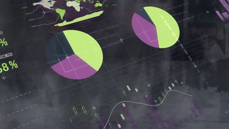animación del procesamiento de datos financieros sobre personas que caminan por la calle de la ciudad