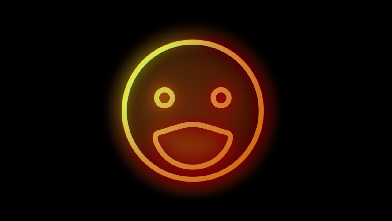un signo de sonrisa naranja brillante y rojo. animación 3d que muestra un alambre de neón de colores. animacion uhd 3840x2160.