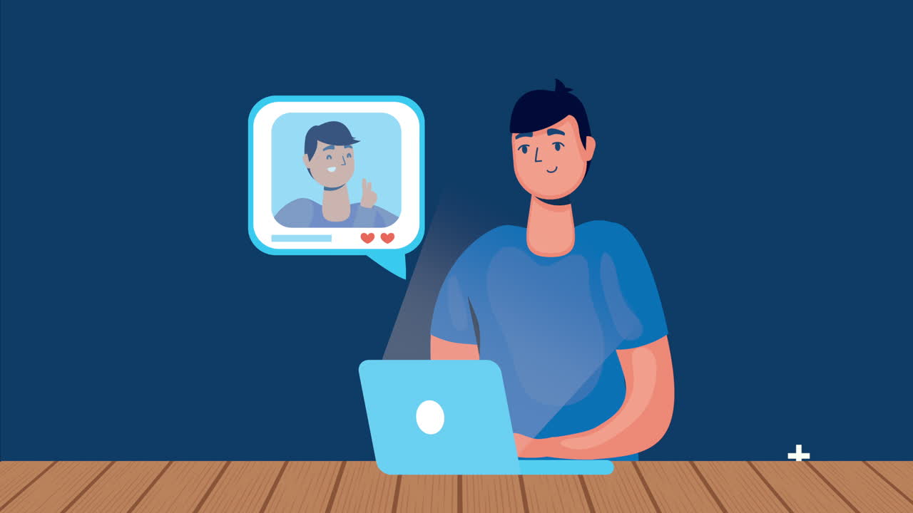man using laptop and social media technology