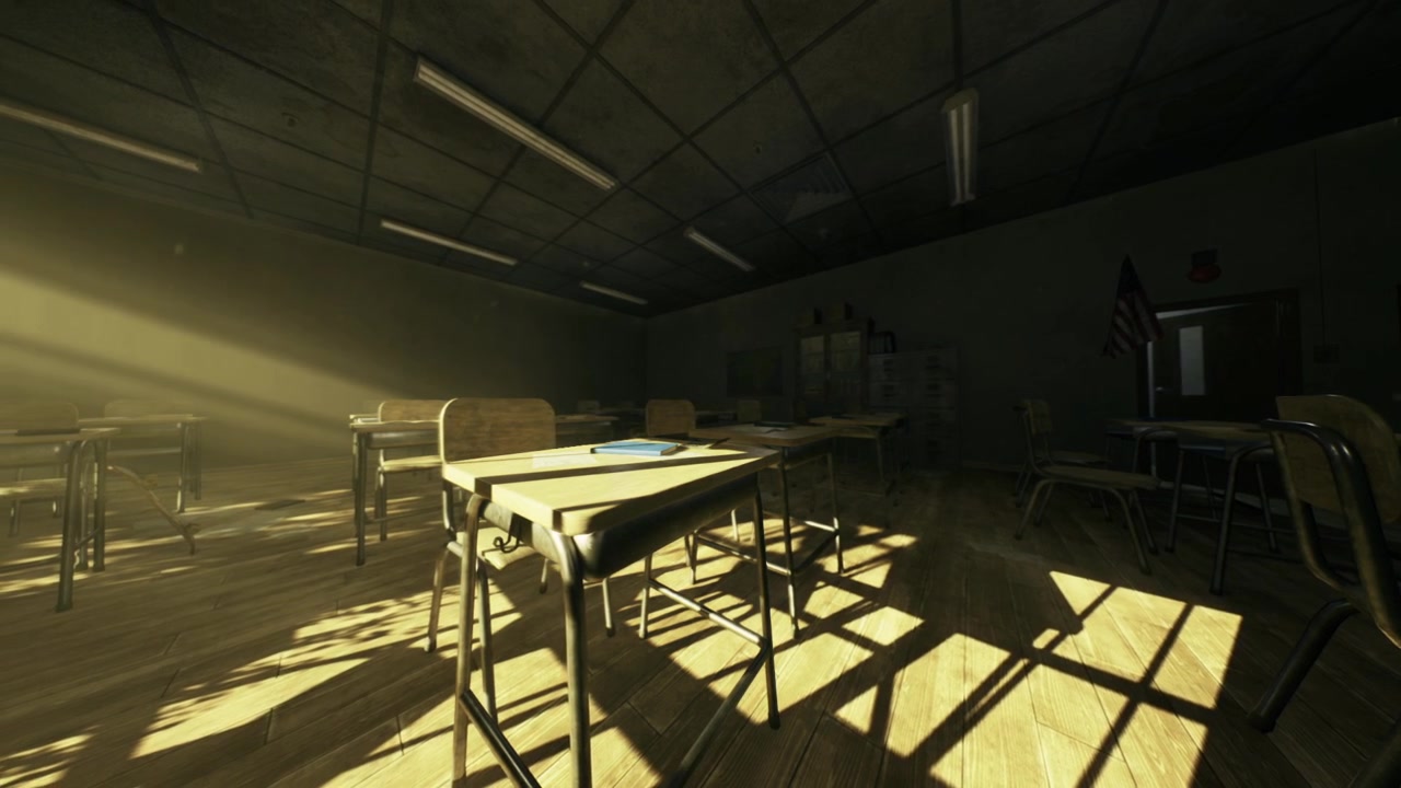 Peaceful environment with dramatic shadows creating spectral shapes in silence