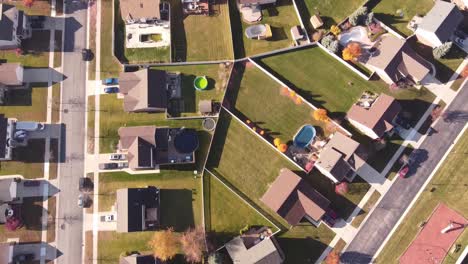 top view of residential area of brownstown charter township in wayne county, michigan usa on a sunny day - aerial drone shot