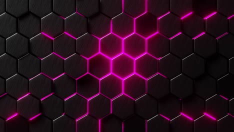 moving hexagons illuminated in red light. infinitely looped animation