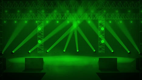 realistic green light beam shines on the stage.