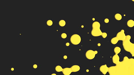 animación movimiento resumen amarillo líquido puntos negro salpicadura fondo