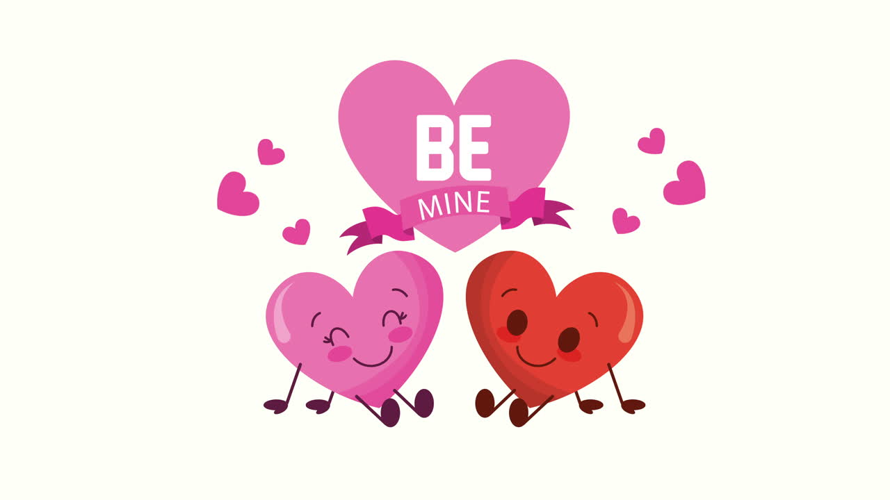 발렌타인 카드와 사랑 커플 심장 및 내 라벨이 되십시오.