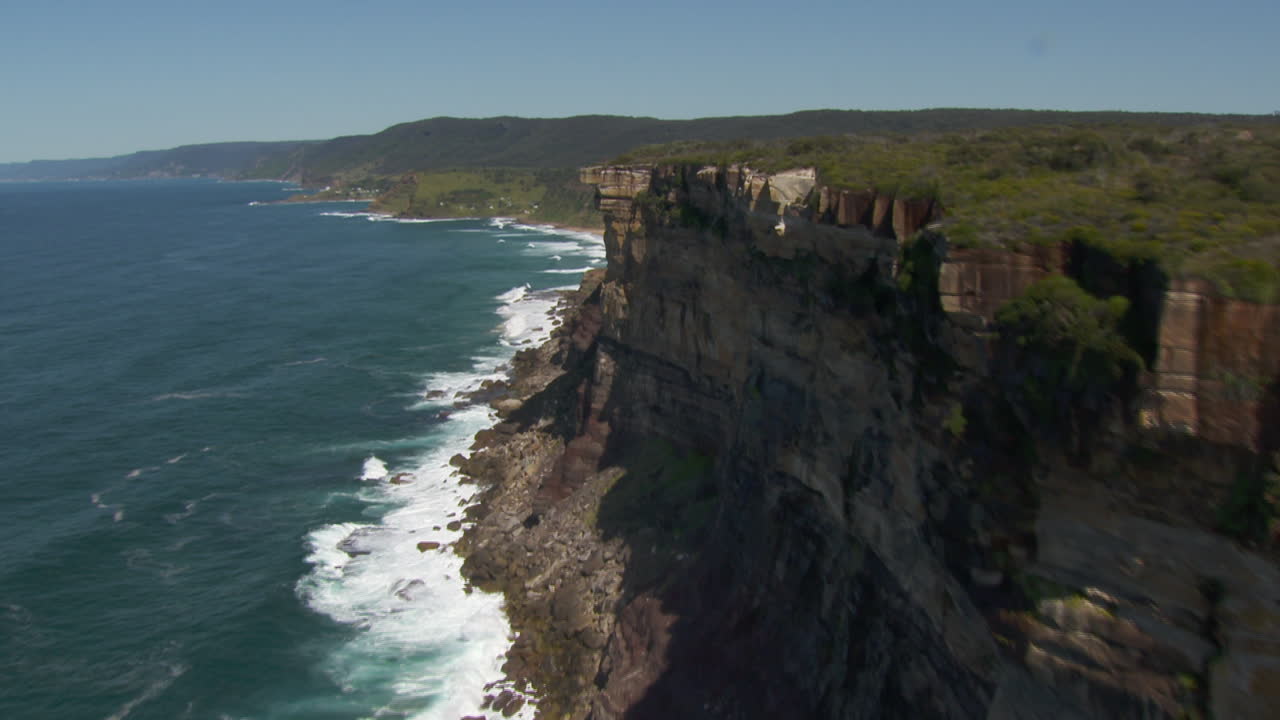 Ocean Sea Cliffs on Australia's Rough Coast, Cinematic Aerial Flight