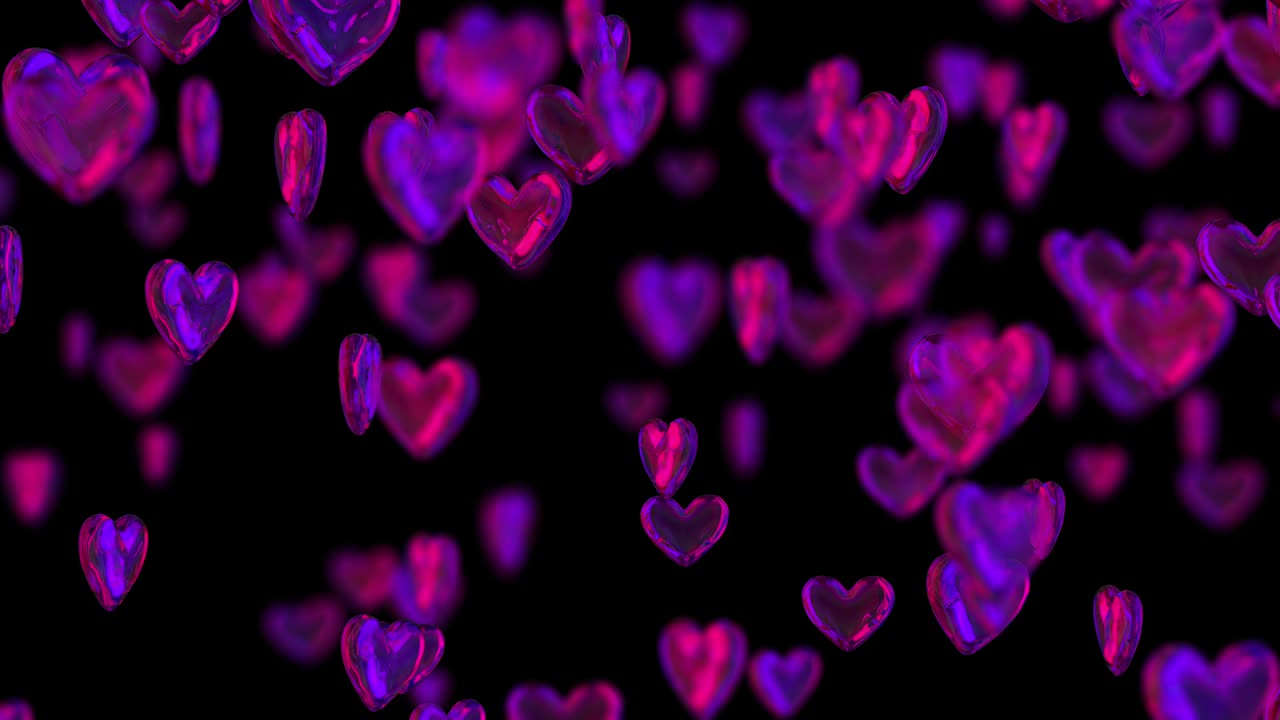 다이아몬드 심장은 검은색에 떨어지고 회전합니다.