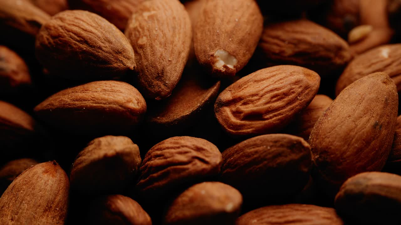 Circular Macro Shot Of Organic Fresh Brown Almonds