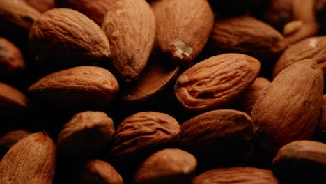 tiro macro circular de almendras marrones frescas orgánicas