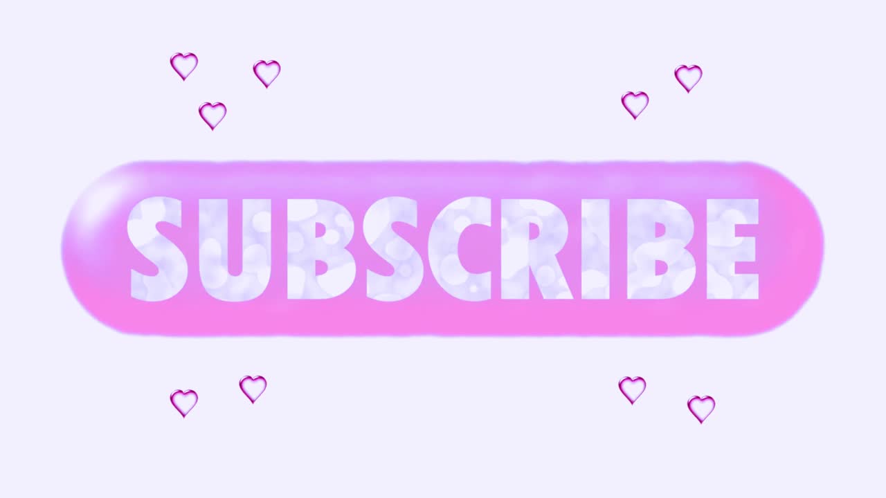 Animated Pink Subscribe Button with Hearts