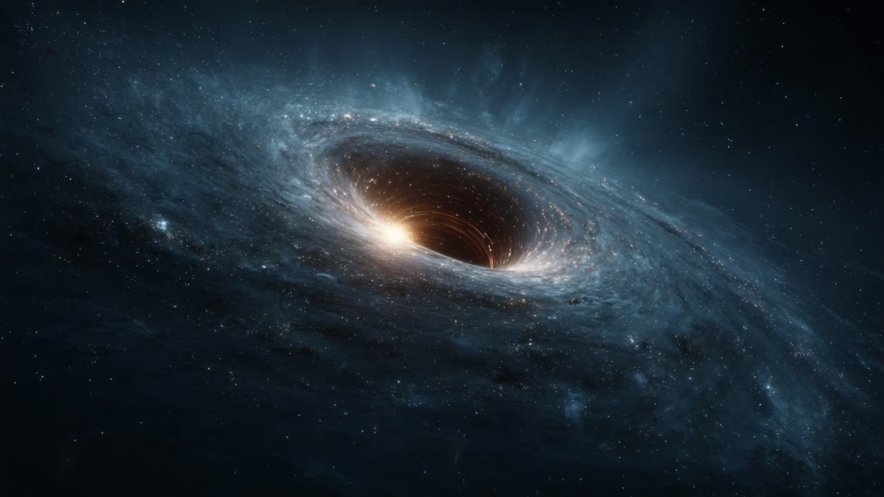 A stunning cosmic view of a black hole, showcasing the swirling accretion disk and radiant energy emanating from its event horizon, capturing the awe of the universe's mysteries