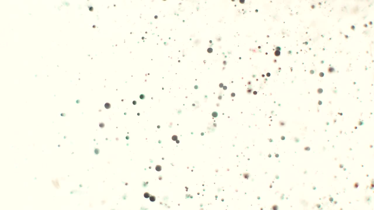 miles de microburbujas con barrido de luz sobre la exposición y luego disminuyen en forma dramática cinematográfica