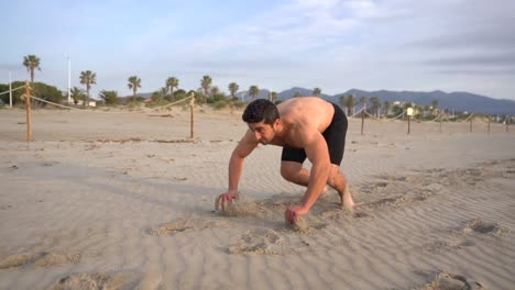 resistance-training-doing-the-frog-jump-on-the-sand