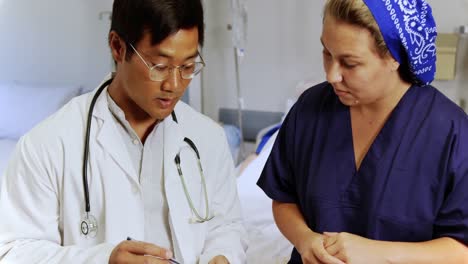 male doctor interacting with female nurse 4k