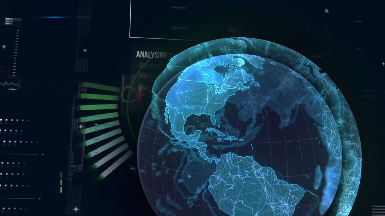 animación del procesamiento de datos en todo el mundo