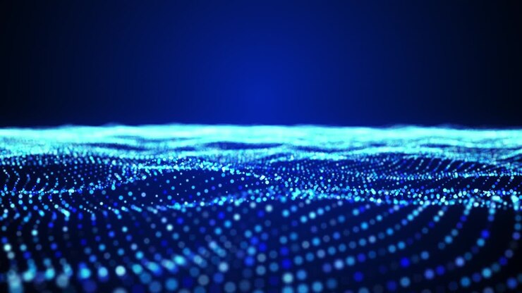 Flydende Digital Cirkelpartikel. Koncept for Blockchain-teknologi.