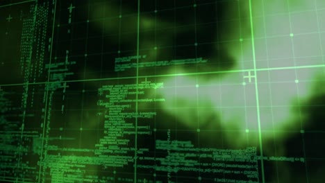 animación del procesamiento de datos digitales en el fondo de la cuadrícula