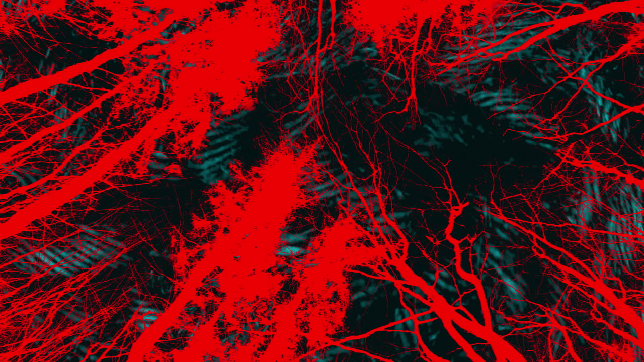 animación de formas aterradoras de halloween en rojo y negro