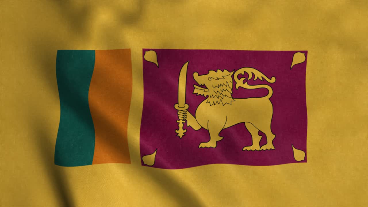 Sri Lankan lippu liehuu tuulessa. Saumaton silmukka erittäin yksityiskohtaisella kangasrakenteella.