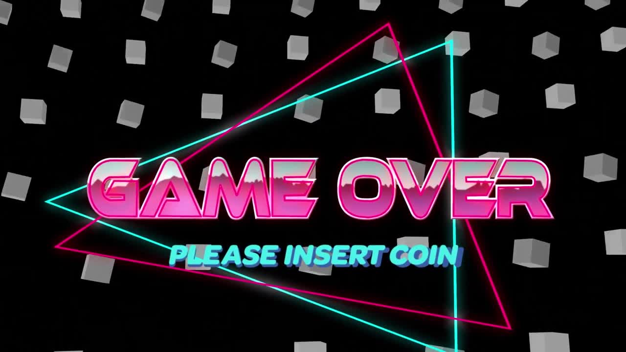 검은 바탕에 있는 모양 위에 있는 텍스트 위에 있는 게임의 애니메이션