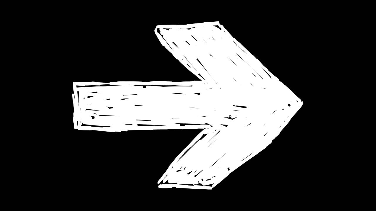 Hand-Drawn White Arrow Pointing Right on Black Background