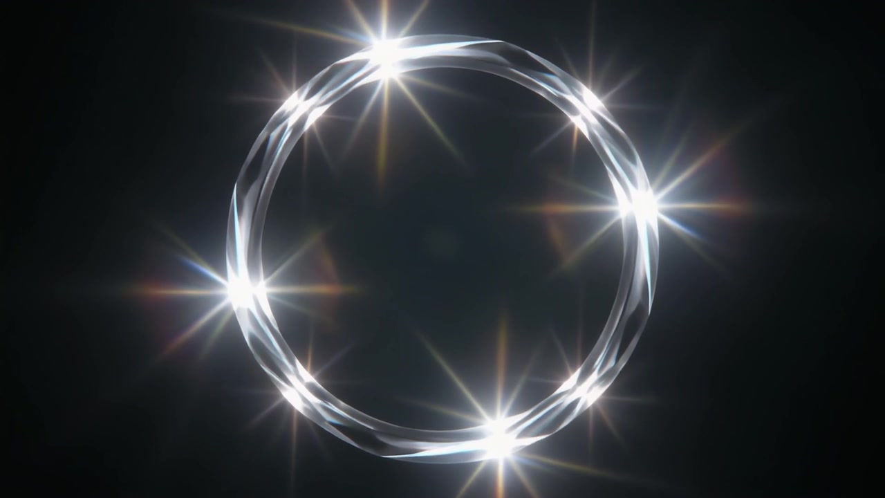 Rotating Crystal Ring with Glowing Lens Flare Effects