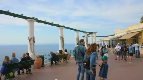 tourists with scenic view in capri, italy - panning shot