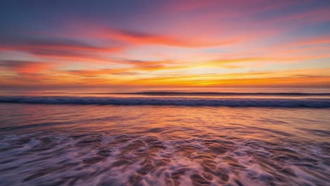 vibrant sunset over ocean waves