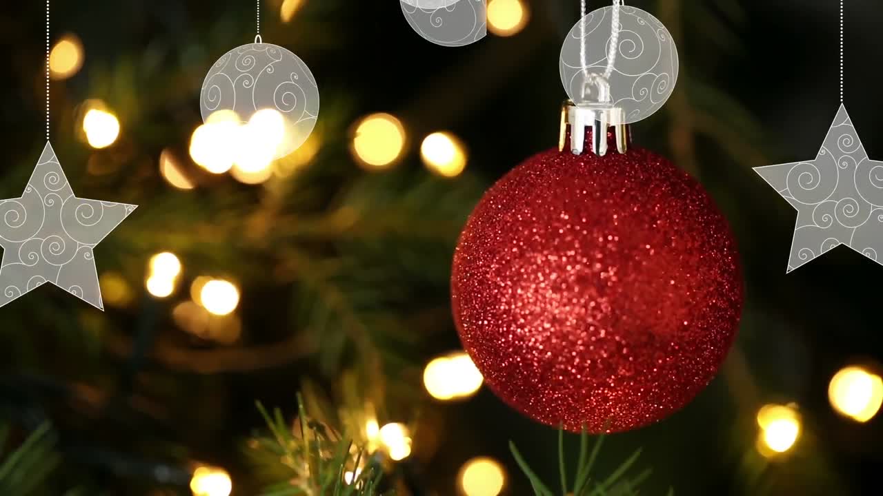 animación del árbol de navidad y decoración