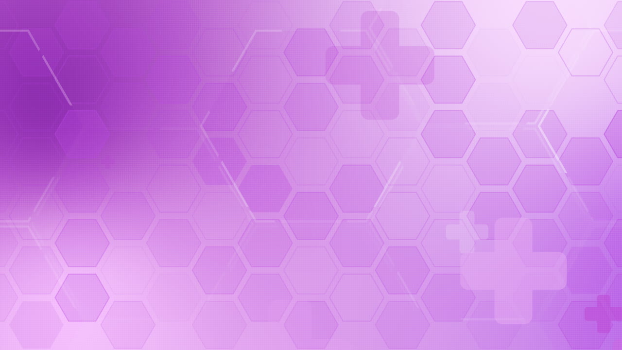 Abstract hexagon and cross healthy symbol. Technology, molecular and science background. Soft purple color. Loop motion graphic. Copy space.