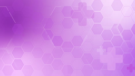 abstract hexagon and cross healthy symbol. technology, molecular and science background. soft purple color. loop motion graphic. copy space.