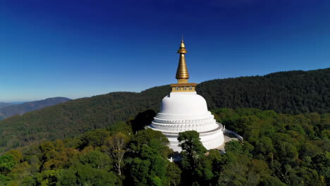 white stupa in a forest
