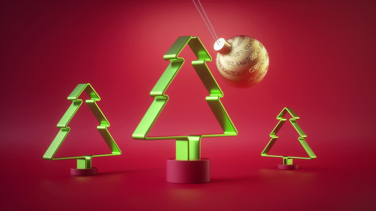 3d 렌더링, 사이클 크리스마스 애니메이션, 은 배경에 고립 된 휴가 들럼, 스하는 황금 유리 공 장식, 회전하는 녹색 소나무, 반복되는 비트, 루핑 모션 디자인, 라이브 이미지